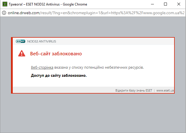 Сайт Dr.Web заблокирован