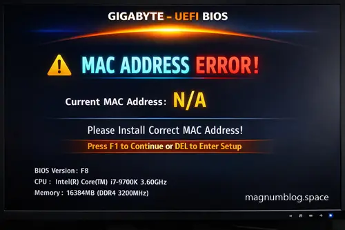 Mac-адреса відсутня на материнській платі Gygabyte